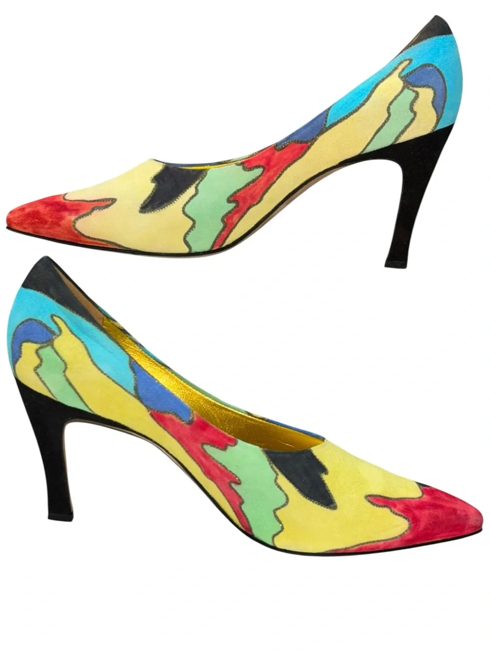 Via Spiga Vintage Italy Hand Painted Suede Pointed Toe Stiletto Pumps 9.5B
